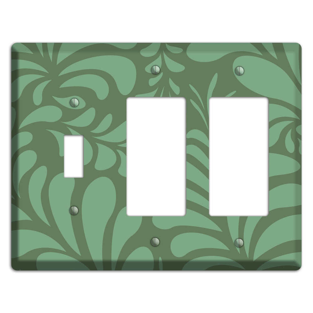 Green Herati Toggle / 2 Rocker Wallplate