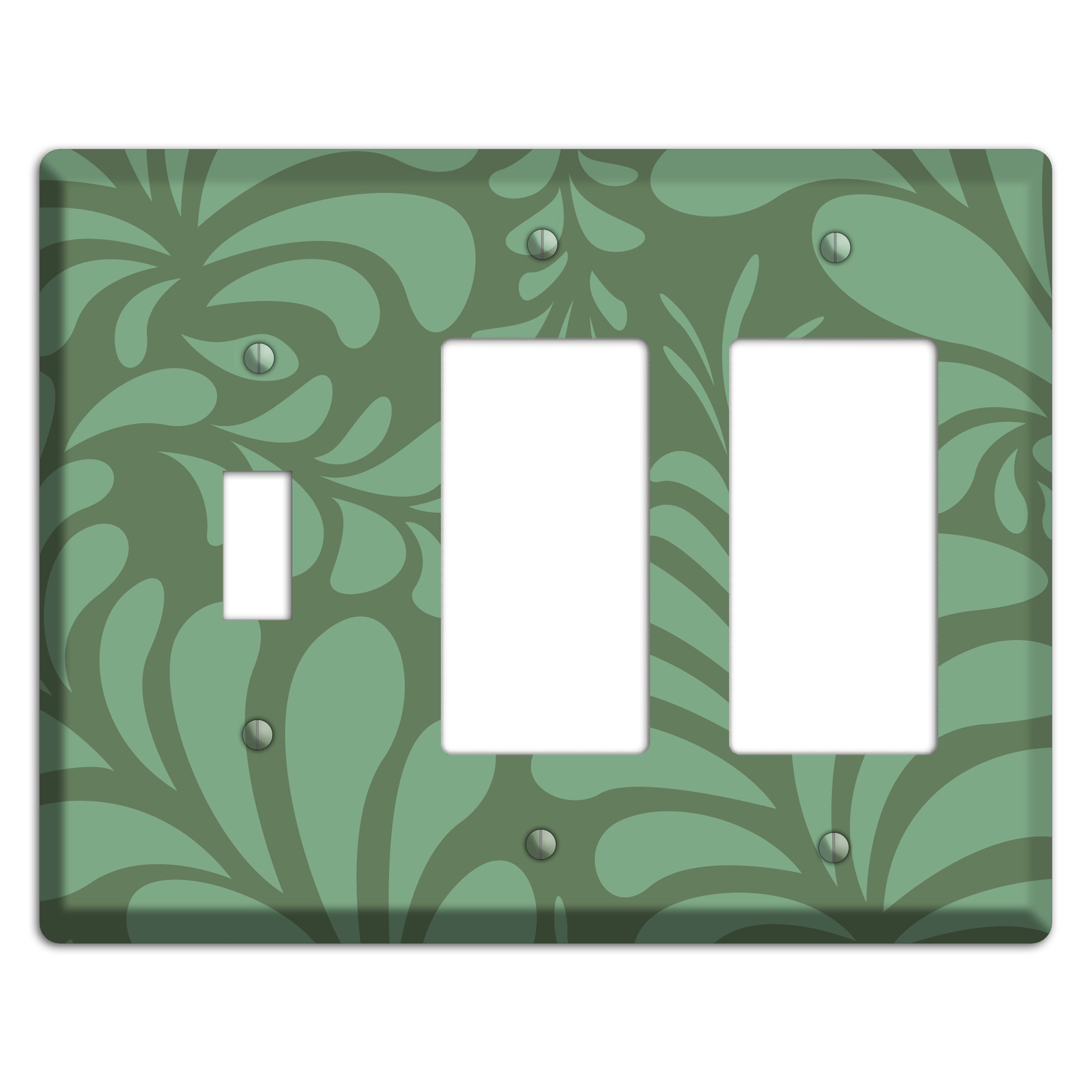 Green Herati Toggle / 2 Rocker Wallplate