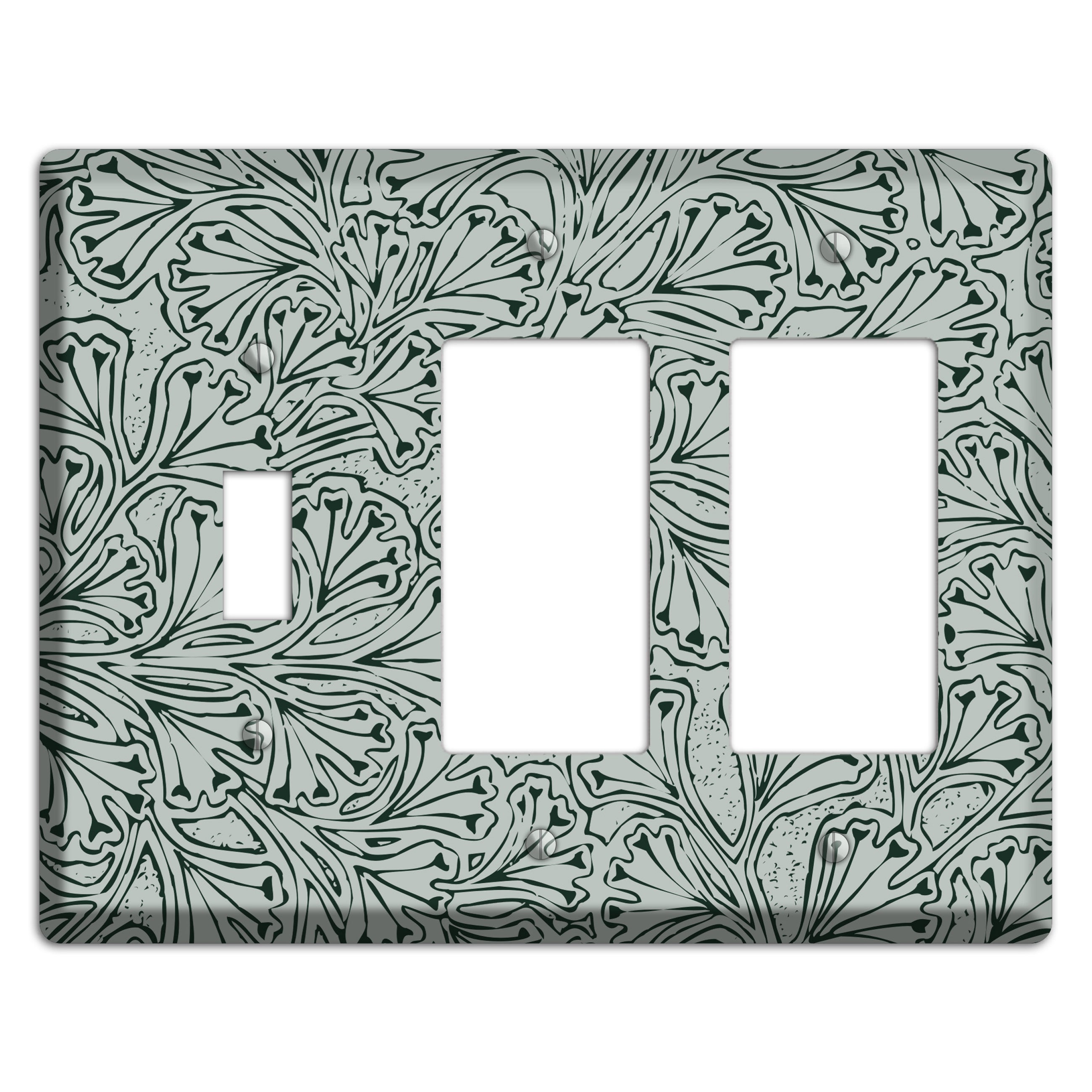 Deco Grey Interlocking Floral Toggle / 2 Rocker Wallplate