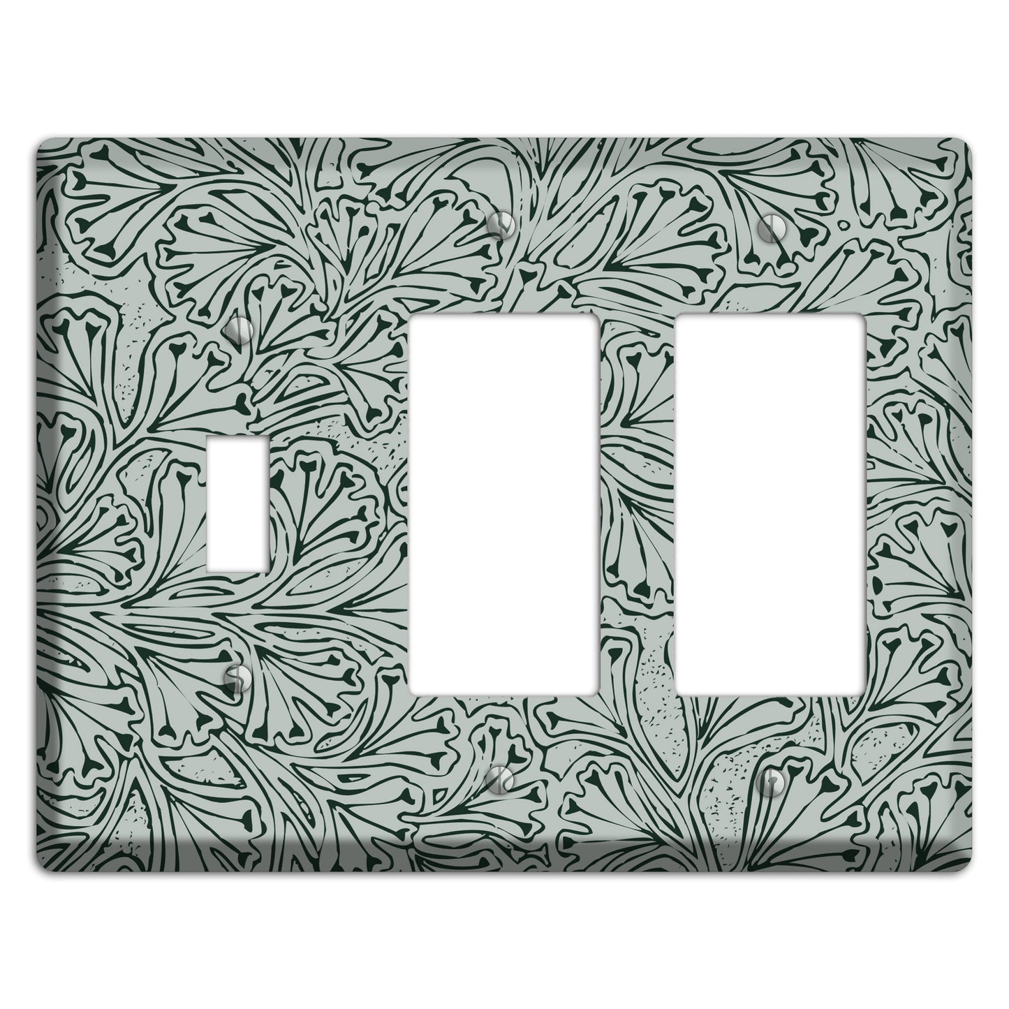 Deco Grey Interlocking Floral Toggle / 2 Rocker Wallplate