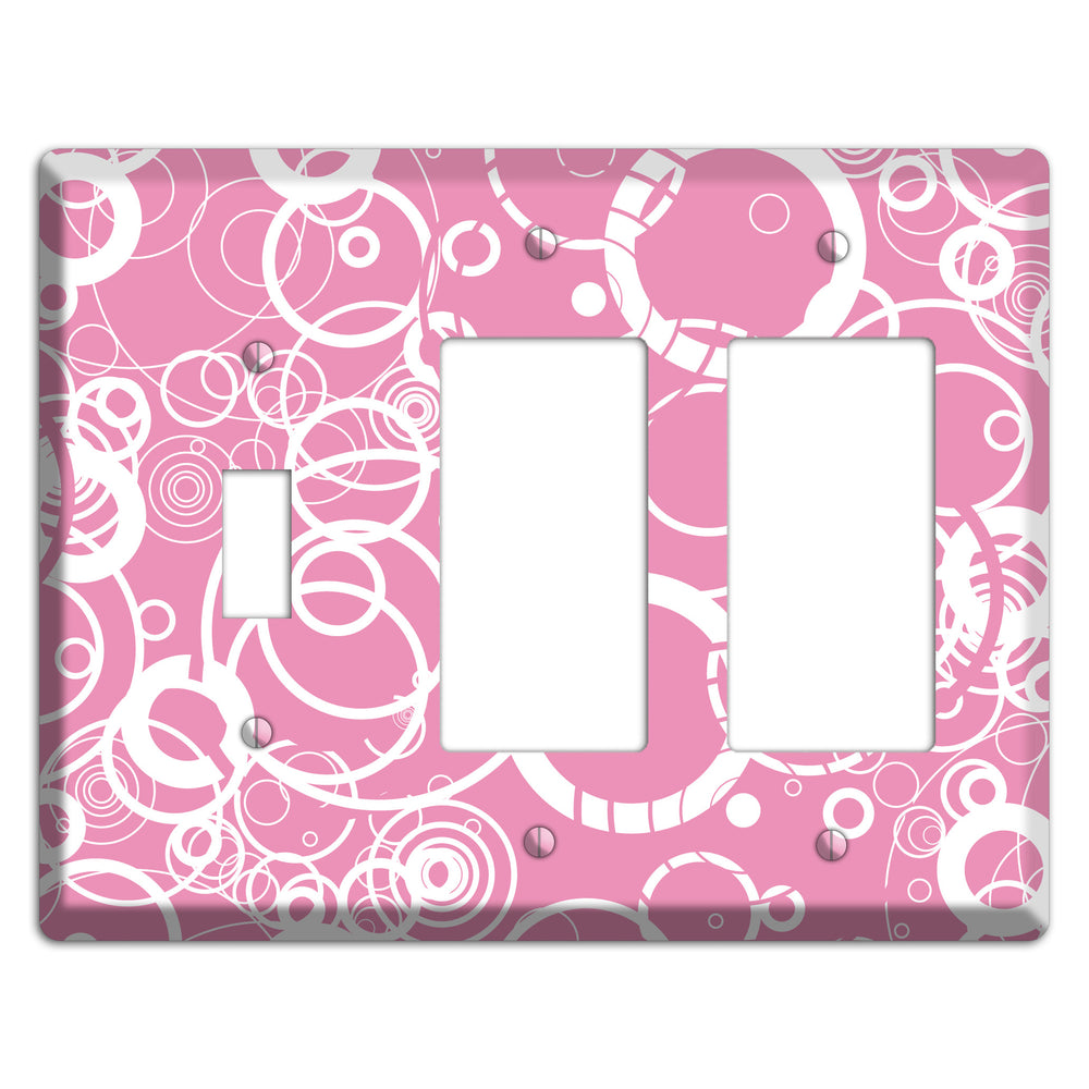 Light Pink Circles Toggle / 2 Rocker Wallplate