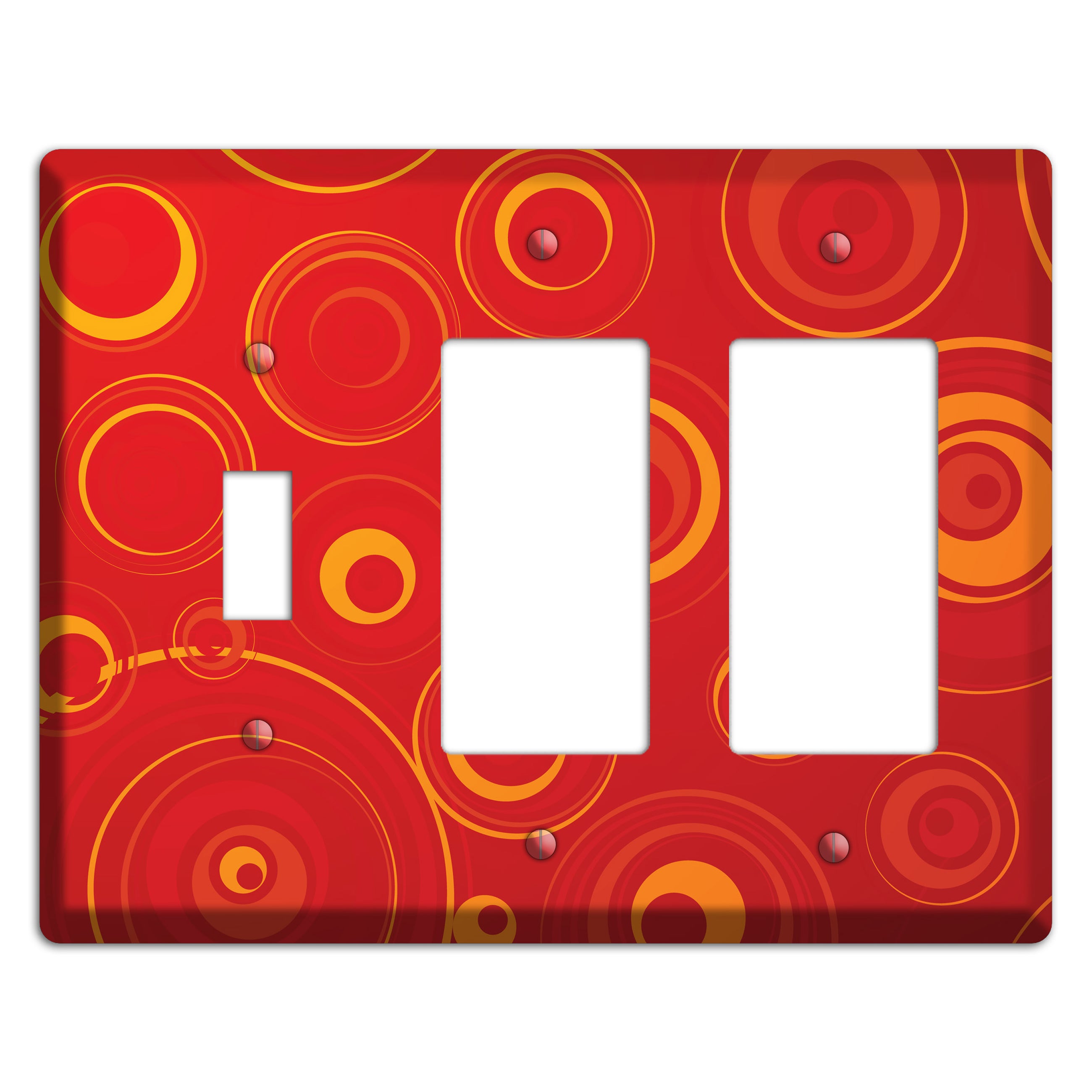 Red Circles Toggle / 2 Rocker Wallplate