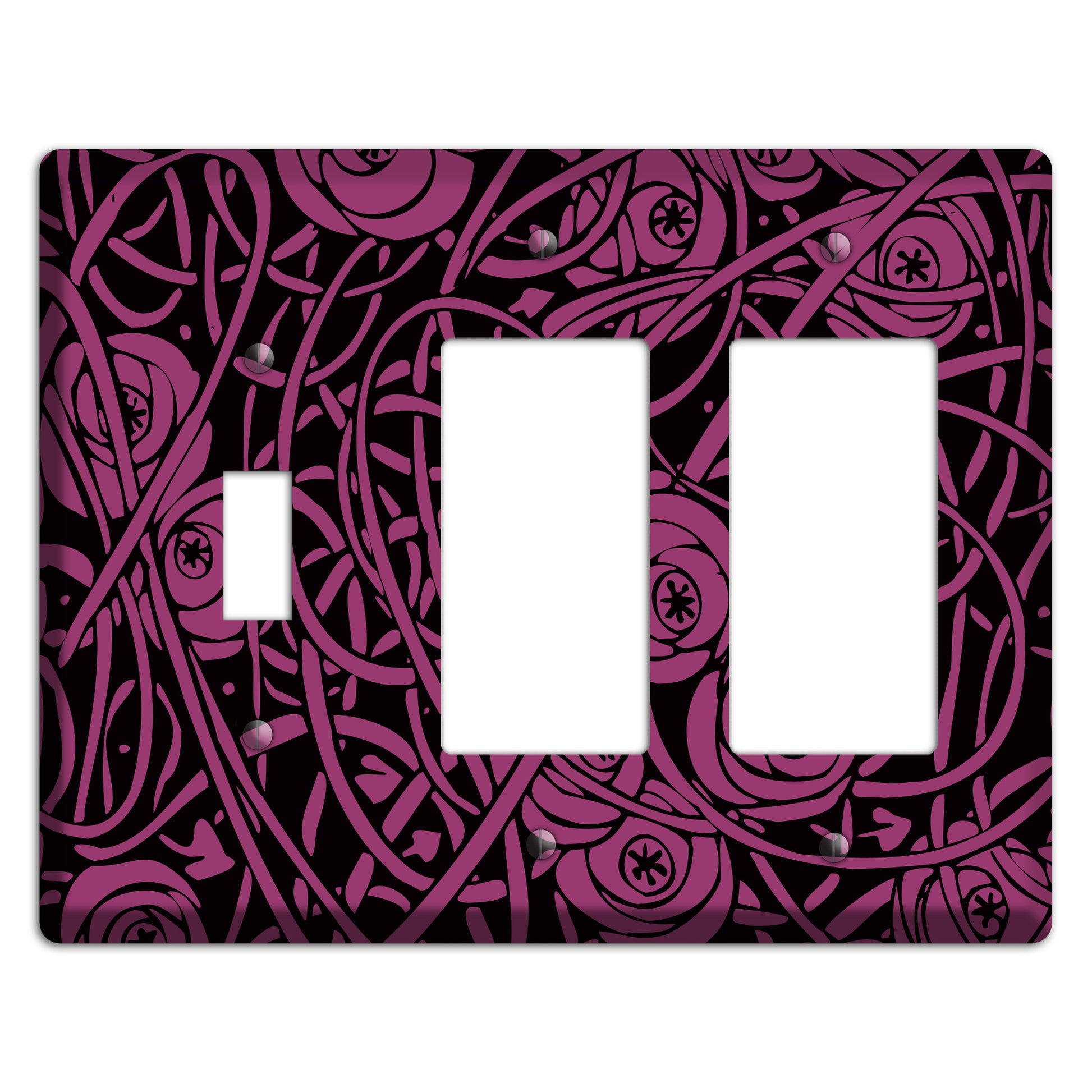 Fuschia Deco Floral Toggle / 2 Rocker Wallplate