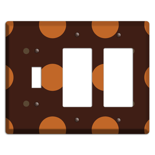 Brown with Umber and Brown Multi Tiled Medium Dots Toggle / 2 Rocker Wallplate