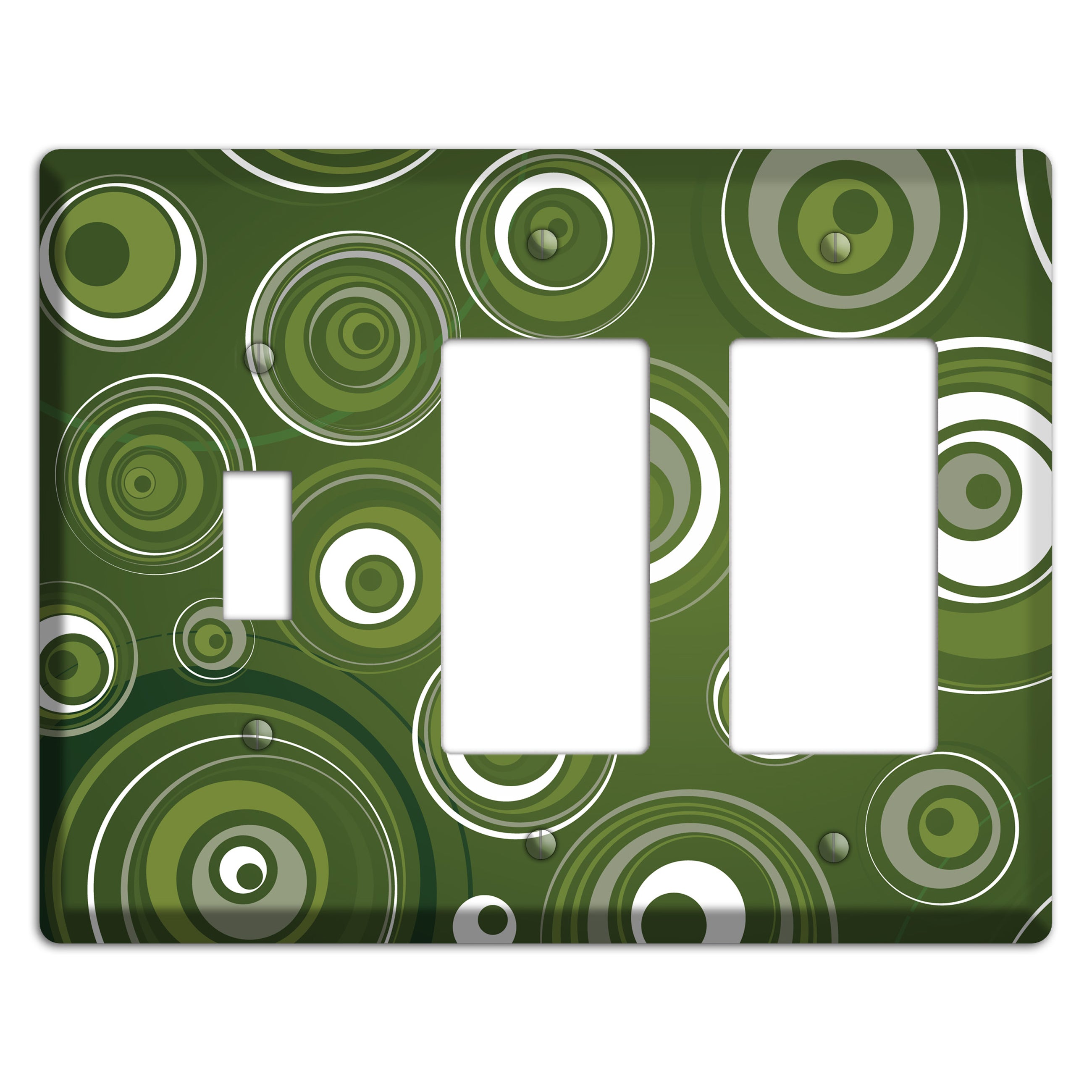 Green Circles Toggle / 2 Rocker Wallplate