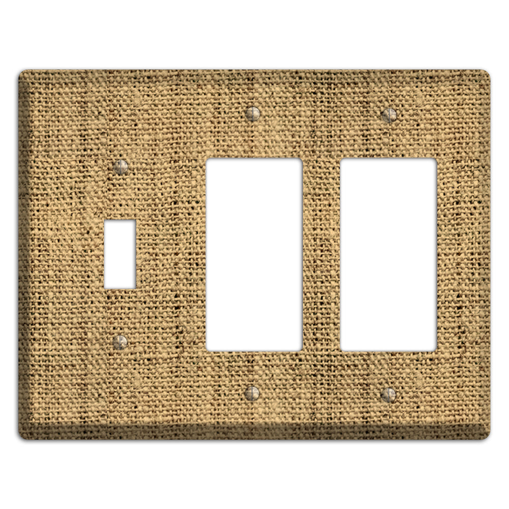 Teak Burlap Toggle / 2 Rocker Wallplate