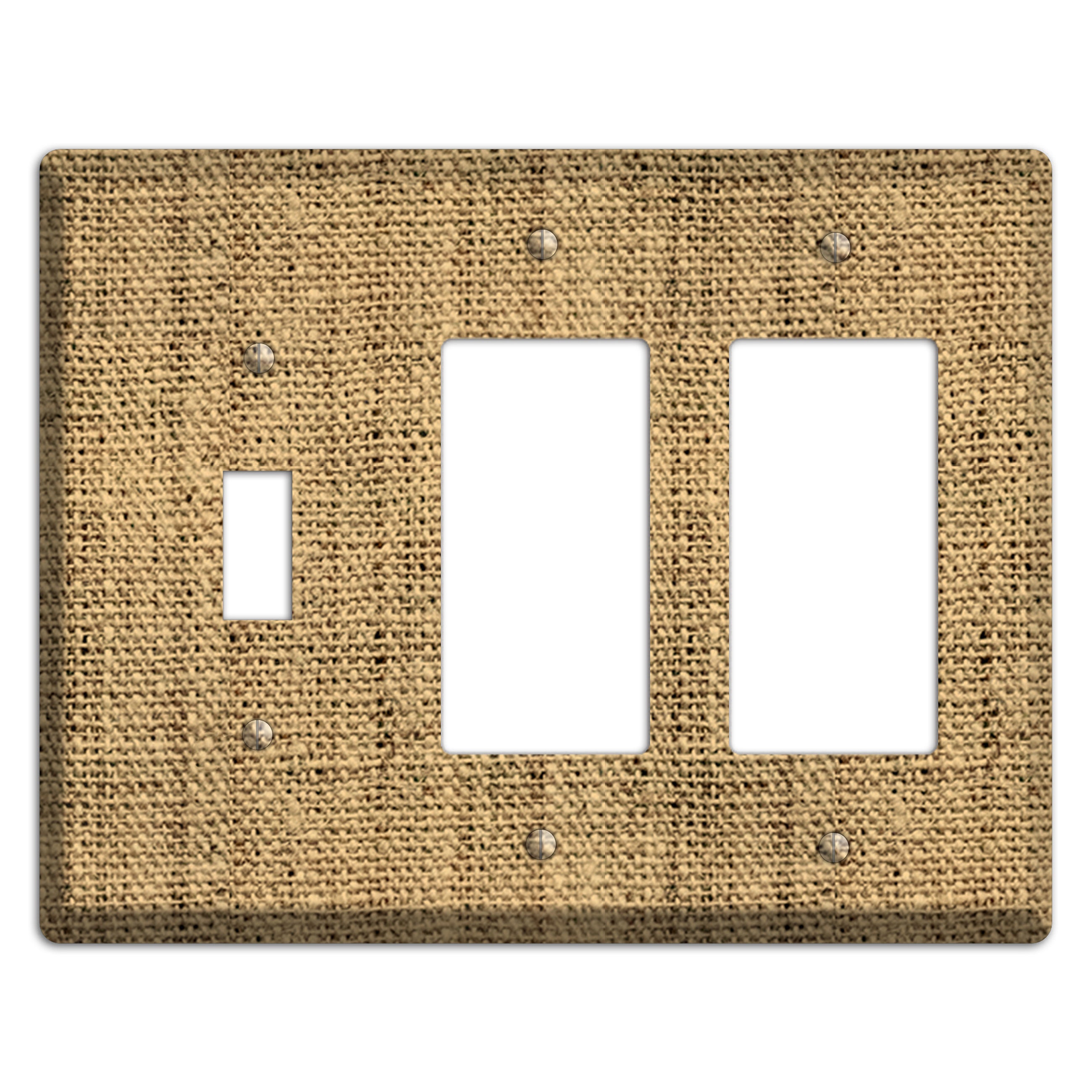 Teak Burlap Toggle / 2 Rocker Wallplate