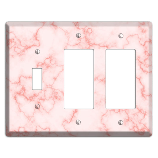 Pink Stained Marble Toggle / 2 Rocker Wallplate