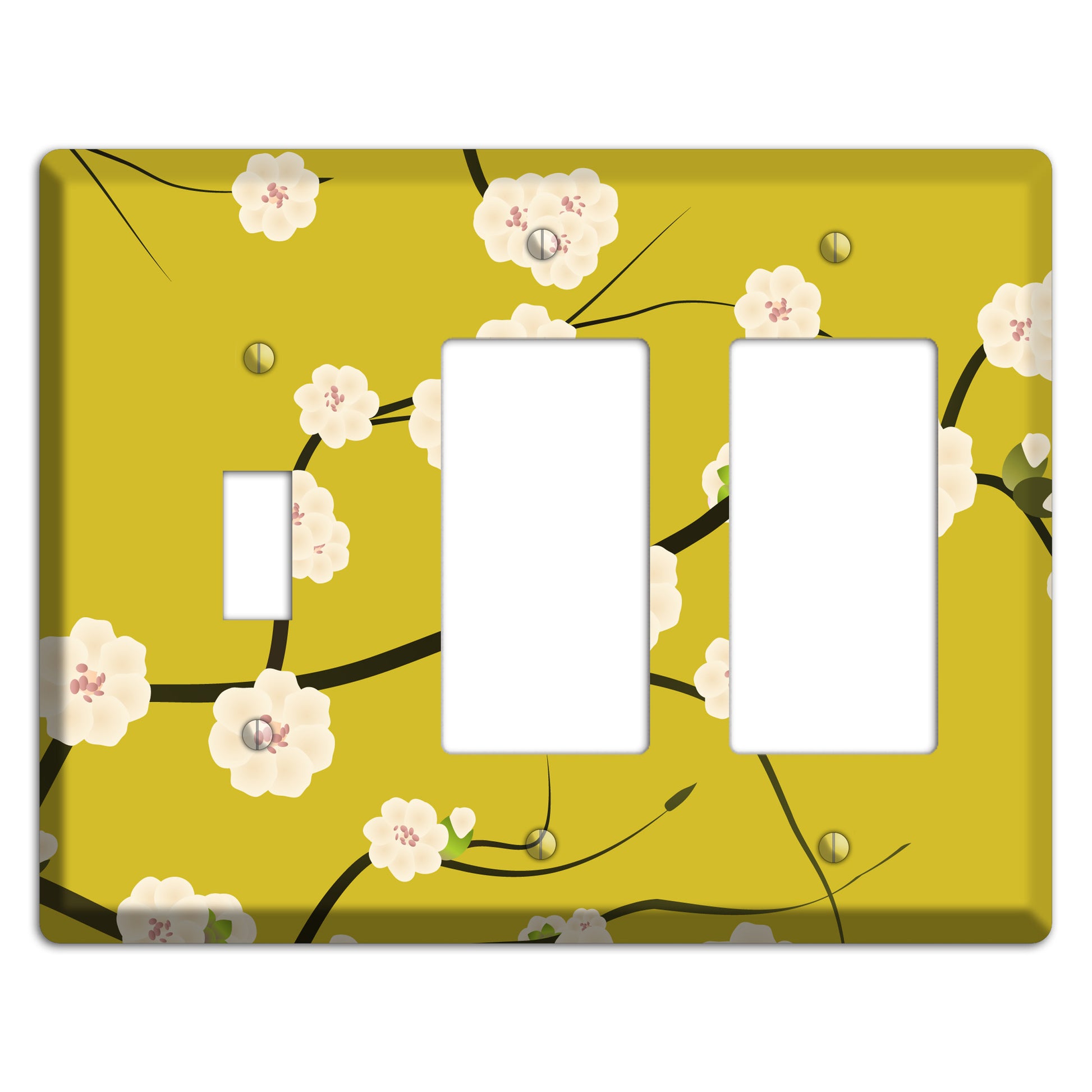 Yellow Chery Blossoms Toggle / 2 Rocker Wallplate