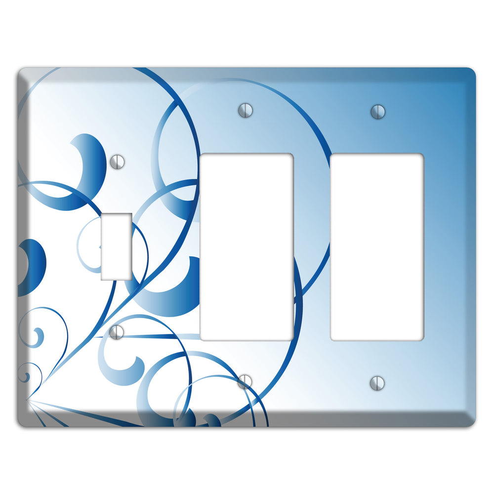 Blue Swoop Toggle / 2 Rocker Wallplate