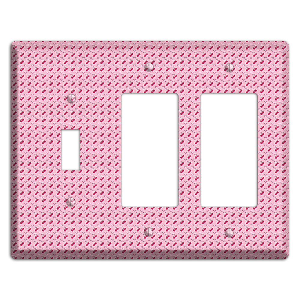 Pink with Cherries Toggle / 2 Rocker Wallplate