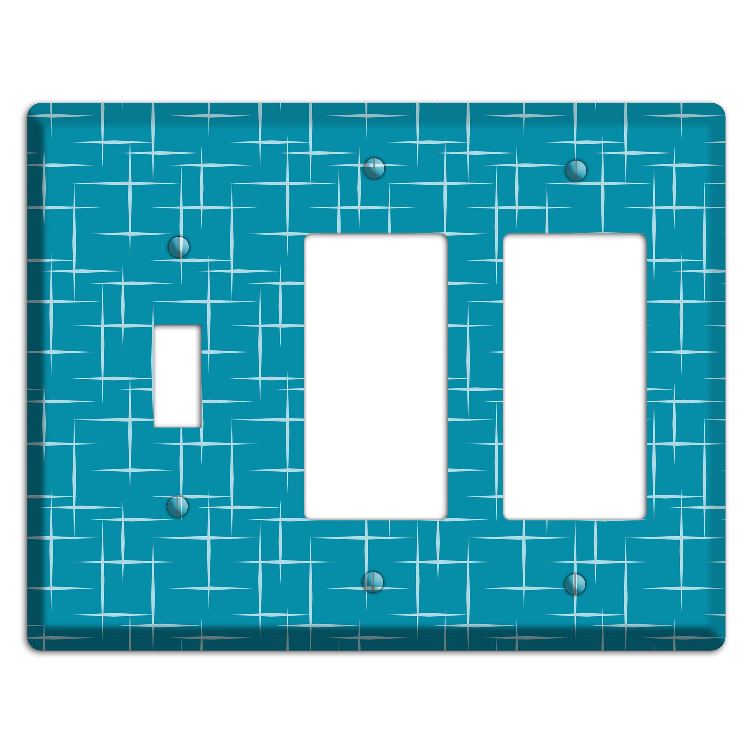 Blue Atom Burst Toggle / 2 Rocker Wallplate