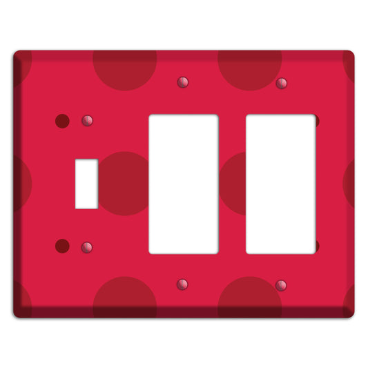 Red with Red Multi Tiled Medium Dots Toggle / 2 Rocker Wallplate
