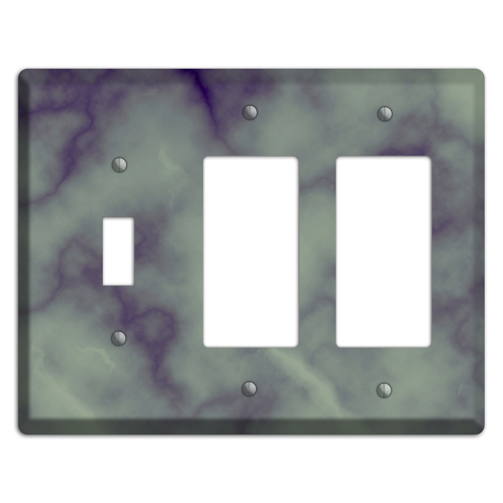Mid Gray Marble Toggle / 2 Rocker Wallplate