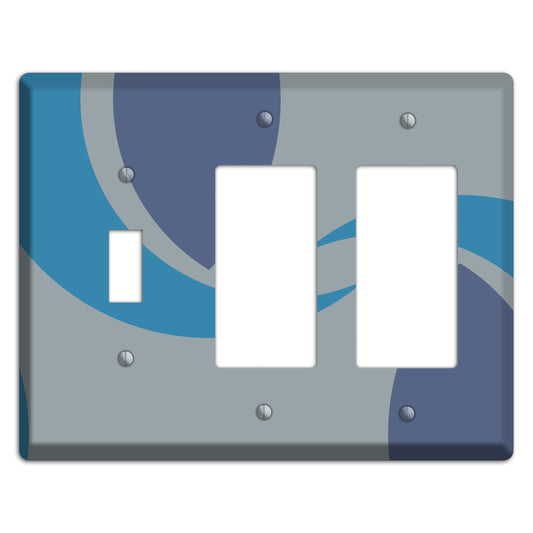 Grey and Blue Abstract Toggle / 2 Rocker Wallplate