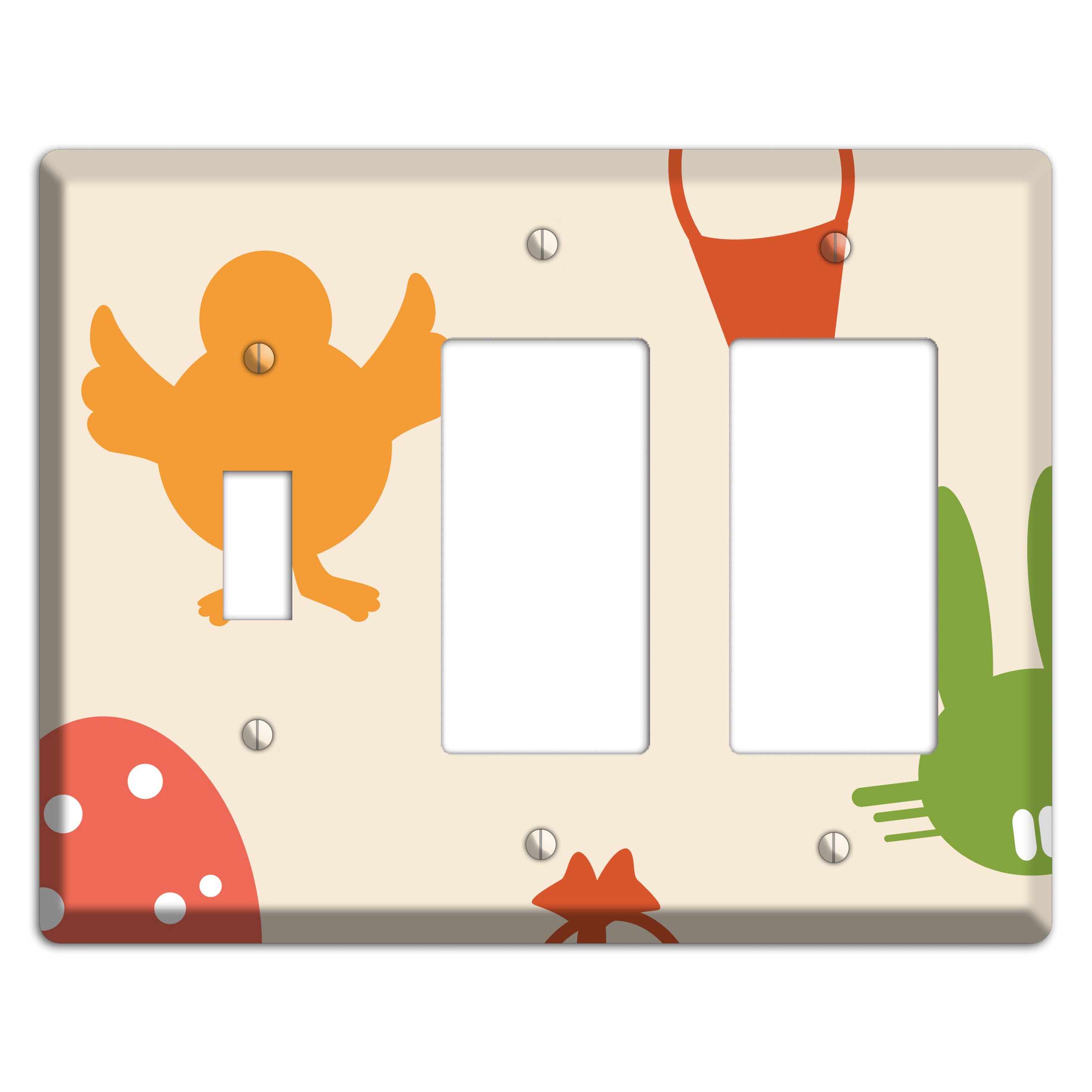 Yellow Chick Toggle / 2 Rocker Wallplate
