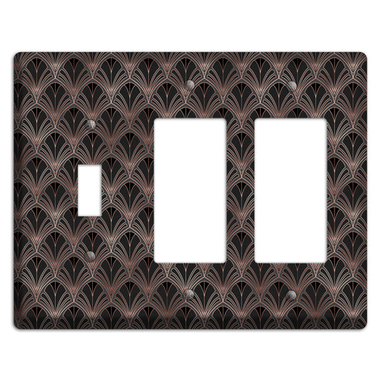 Black and Rose Deco Toggle / 2 Rocker Wallplate