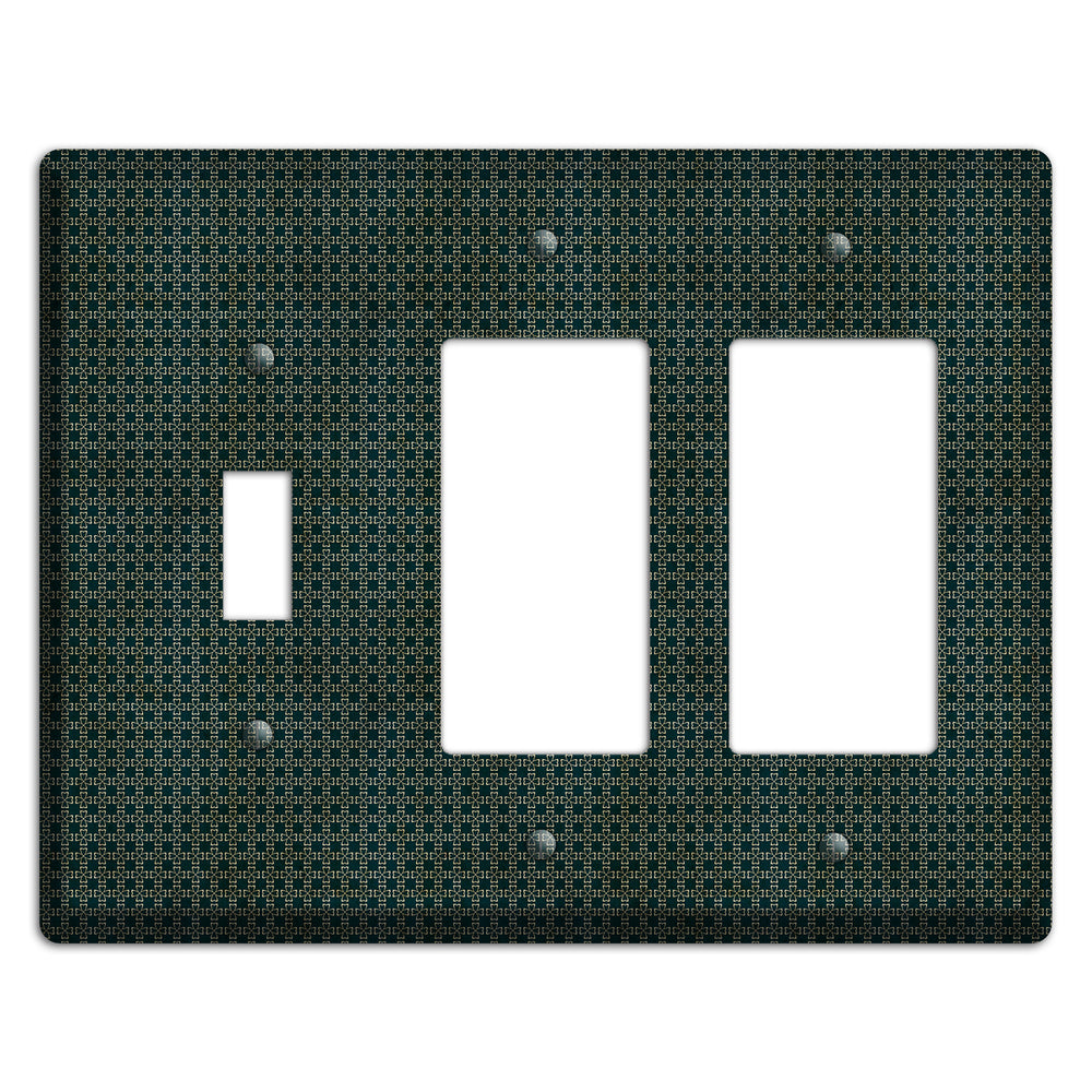 Dark Green Grunge Tiny Arabesque Toggle / 2 Rocker Wallplate