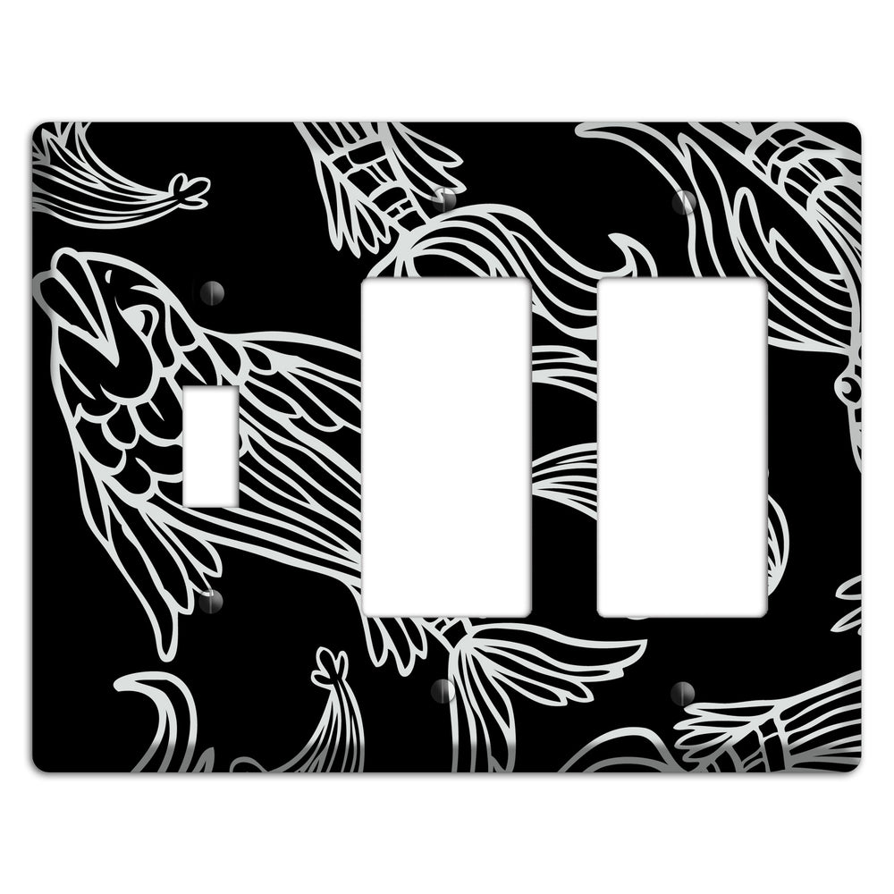 Black and White Koi Toggle / 2 Rocker Wallplate