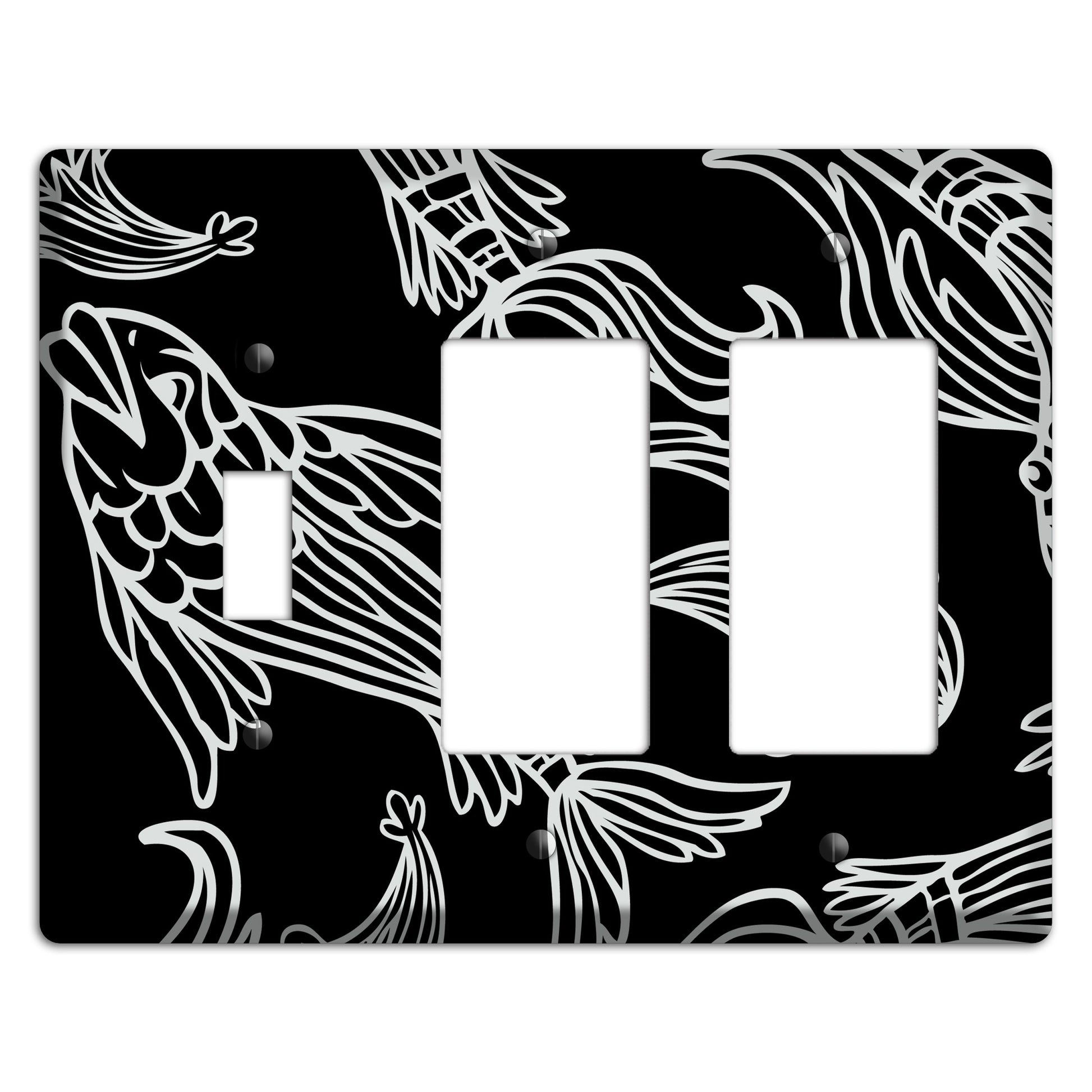 Black and White Koi Toggle / 2 Rocker Wallplate