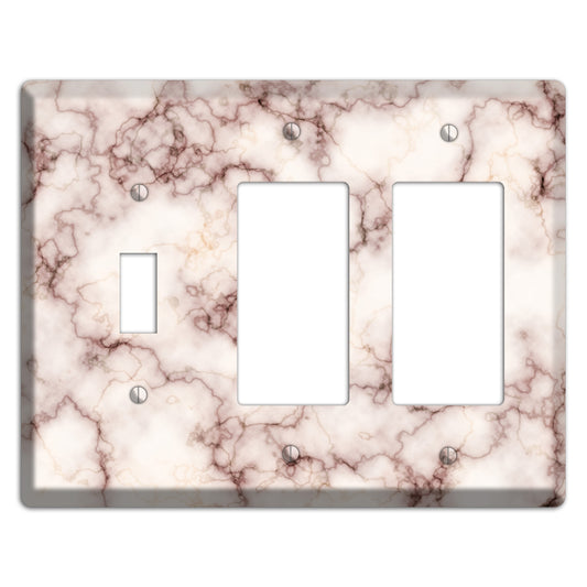 Burgundy Stained Marble Toggle / 2 Rocker Wallplate