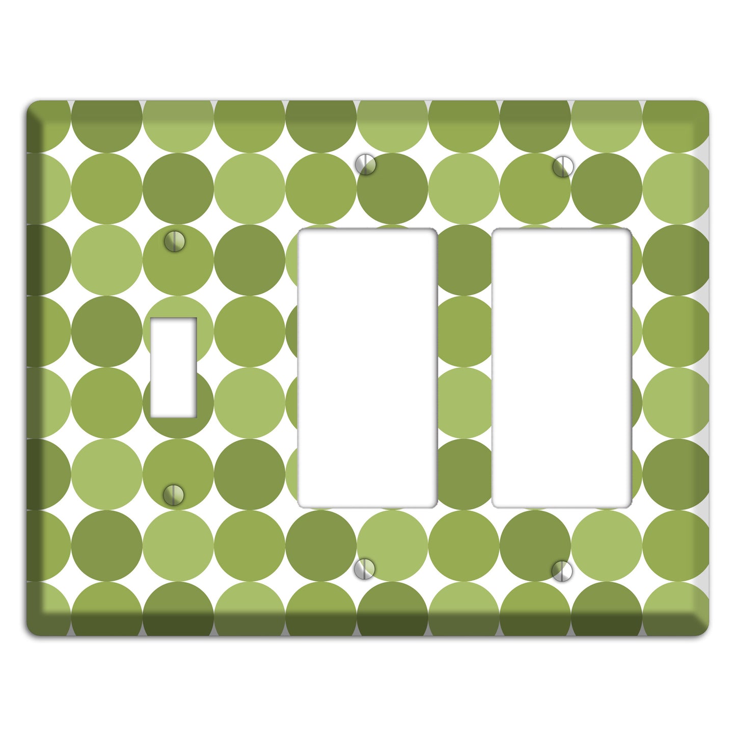 Multi Olive Tiled Dots Toggle / 2 Rocker Wallplate