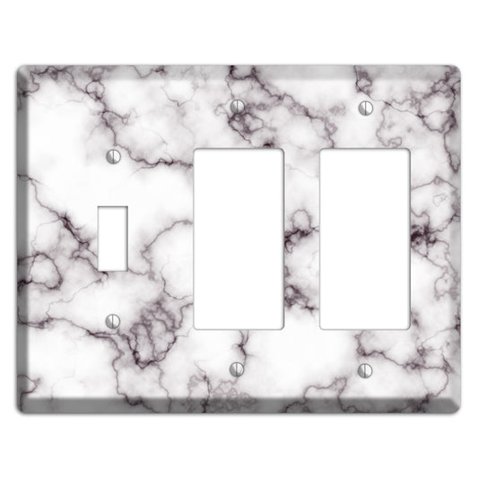 Black Stained Marble Toggle / 2 Rocker Wallplate