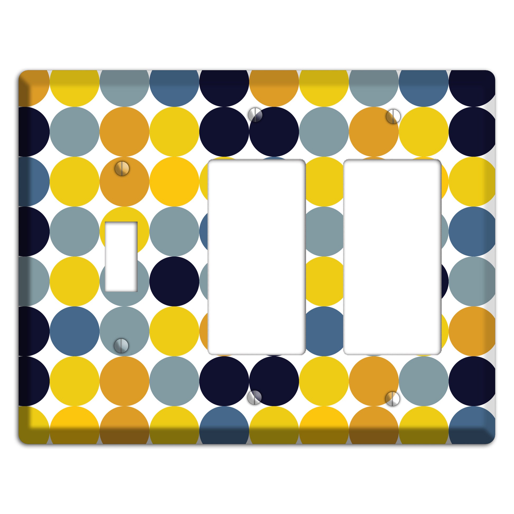 Multi Yellow and Blue Dots Toggle / 2 Rocker Wallplate