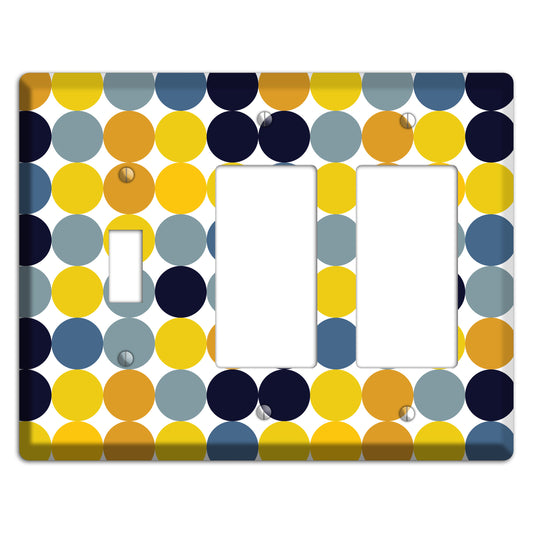 Multi Yellow and Blue Dots Toggle / 2 Rocker Wallplate