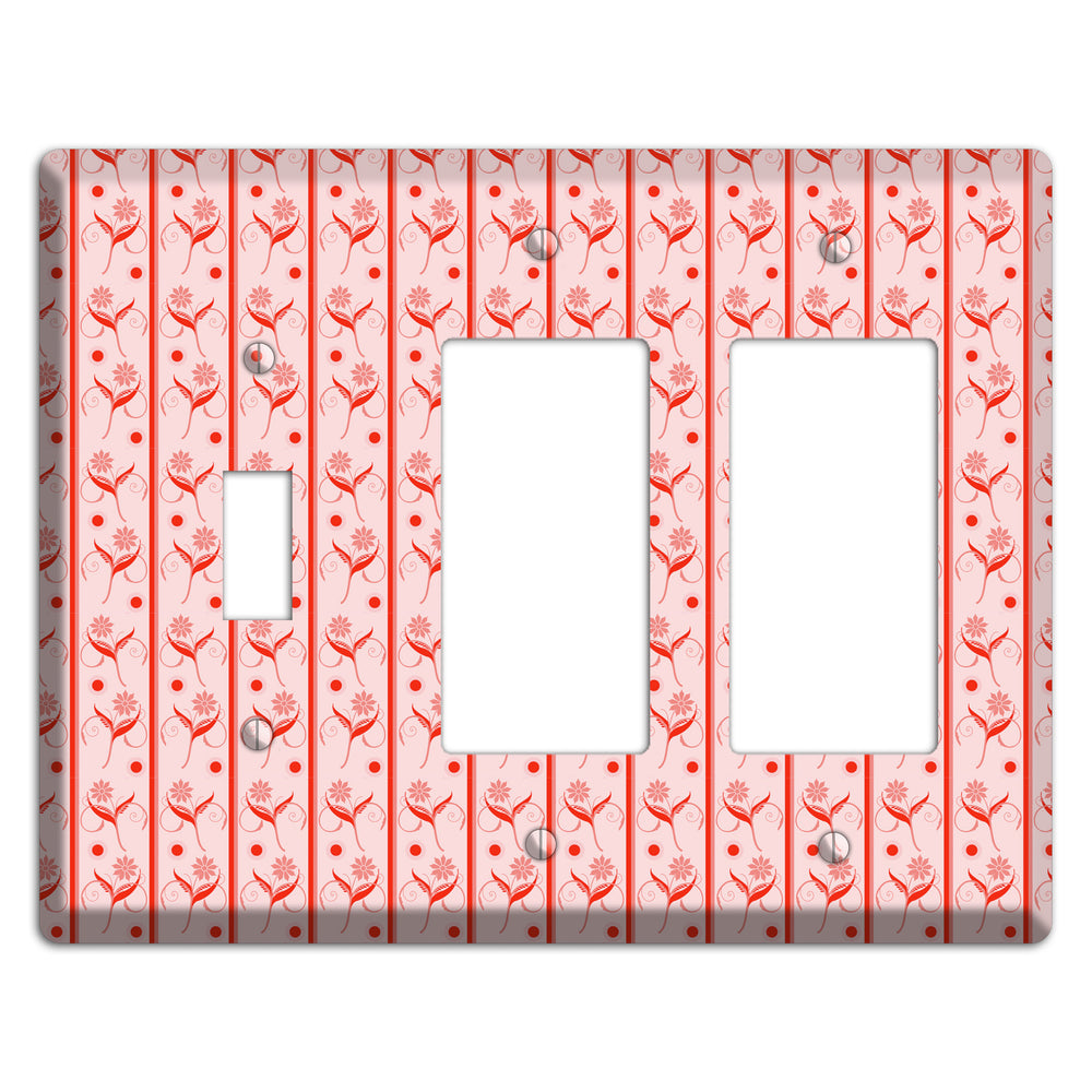Salmon Floral Pattern Toggle / 2 Rocker Wallplate