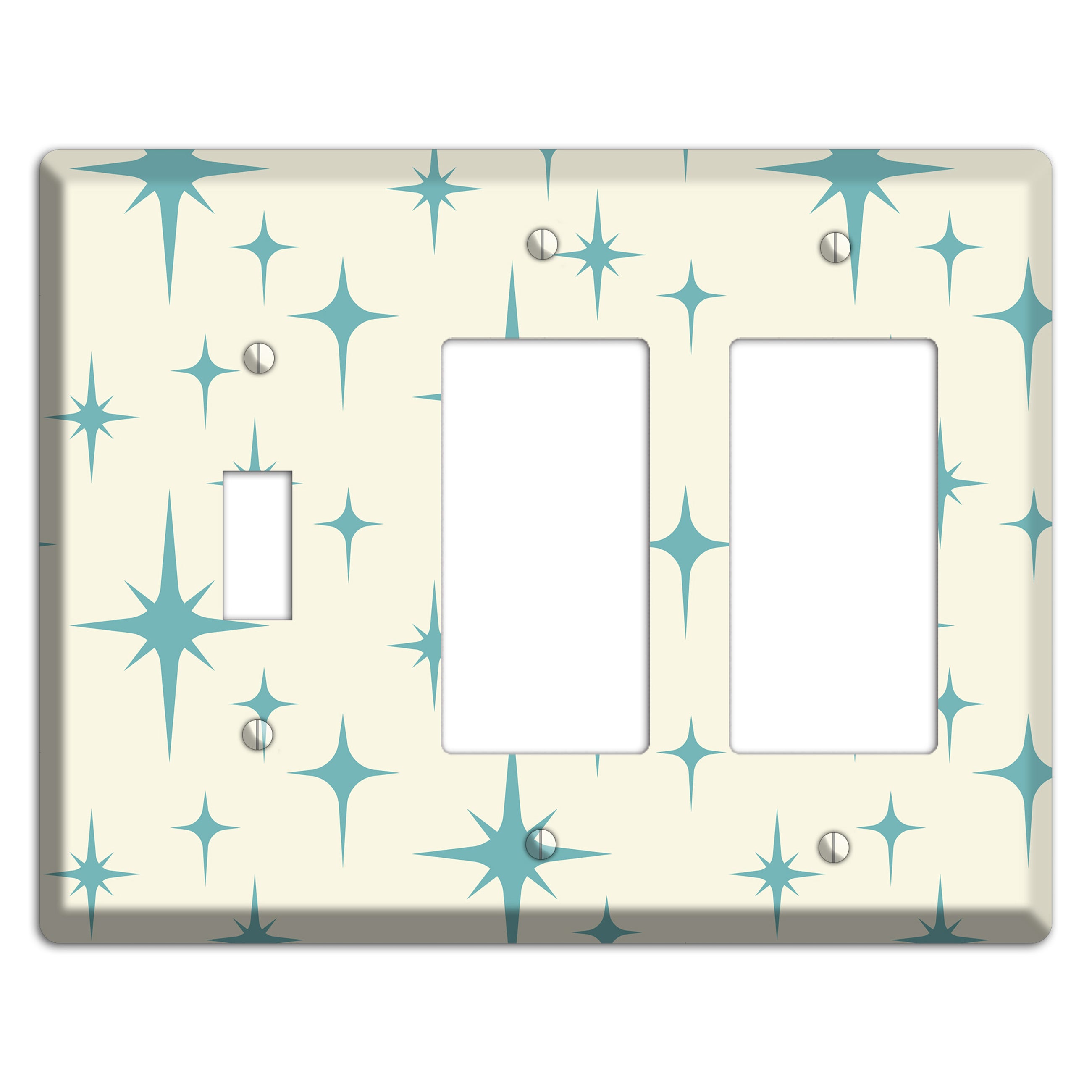Yellow Atomic Star Toggle / 2 Rocker Wallplate