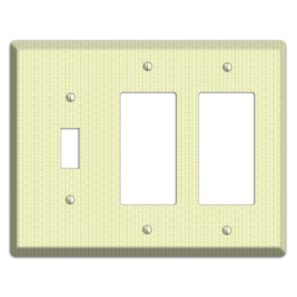 Olive Tiny Toile Half Drop Toggle / 2 Rocker Wallplate