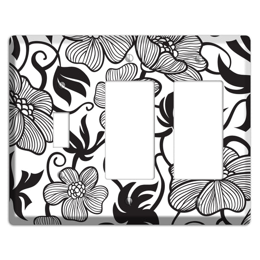White with Black Tropical Toggle / 2 Rocker Wallplate