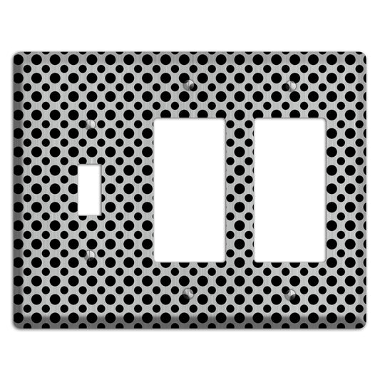 Multi Small Polka Dots Stainless Toggle / 2 Rocker Wallplate
