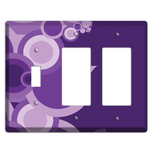 Purple Circles Toggle / 2 Rocker Wallplate