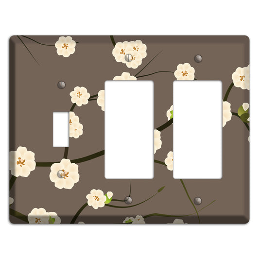 Yellow and Brown Cherry Blossoms Toggle / 2 Rocker Wallplate