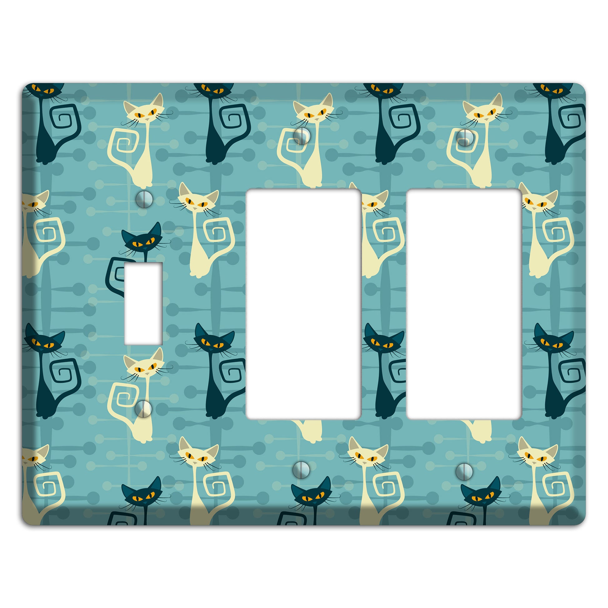 Black and Yellow Kitties Toggle / 2 Rocker Wallplate