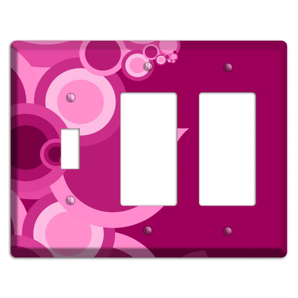 Pink and Fuschia Circles Toggle / 2 Rocker Wallplate