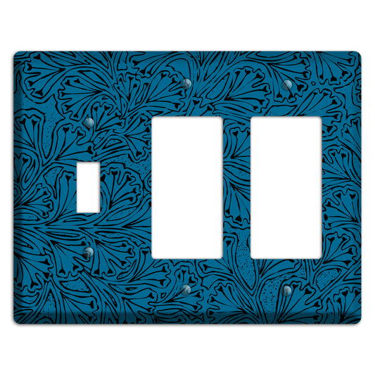 Deco Blue Interlocking Floral Toggle / 2 Rocker Wallplate