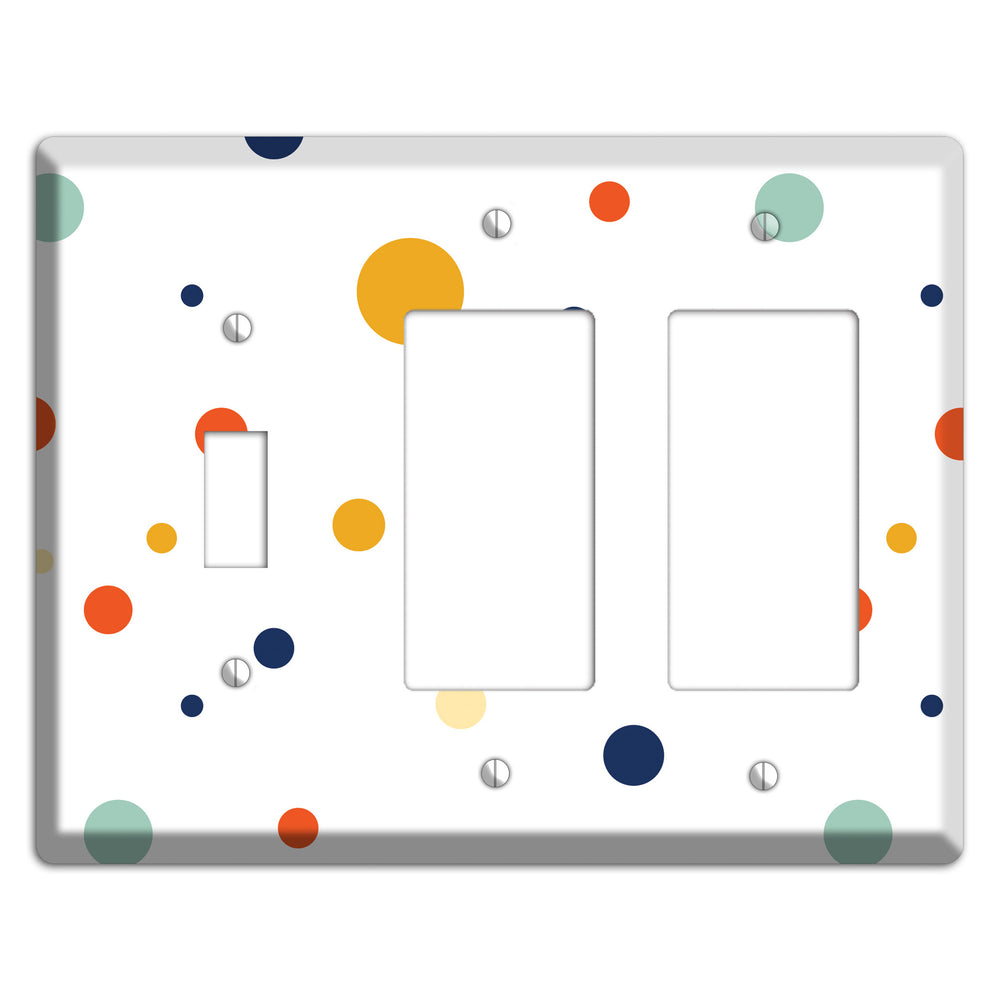 White with Multi Umber and Sage Medium Dots Toggle / 2 Rocker Wallplate