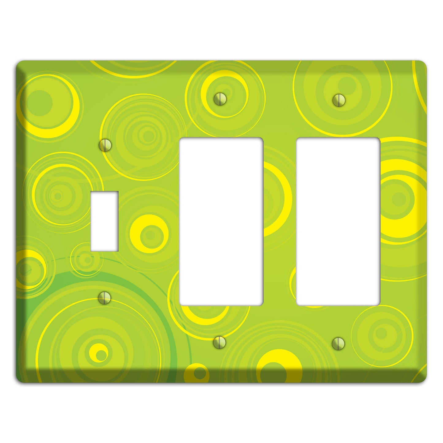Green-yellow Circles Toggle / 2 Rocker Wallplate