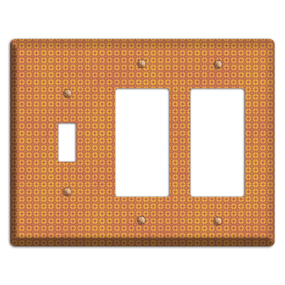 Multi Orange Arabesque Toggle / 2 Rocker Wallplate