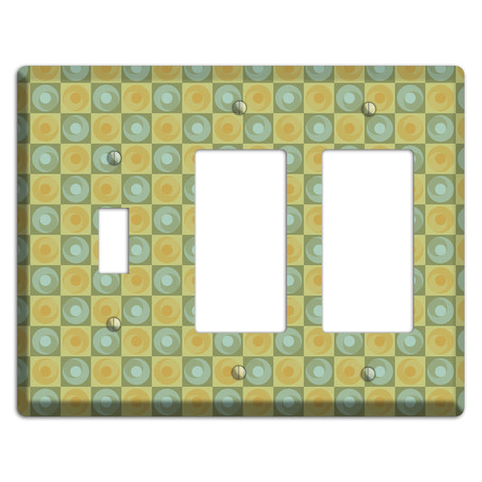 Green and Yellow Squares Toggle / 2 Rocker Wallplate