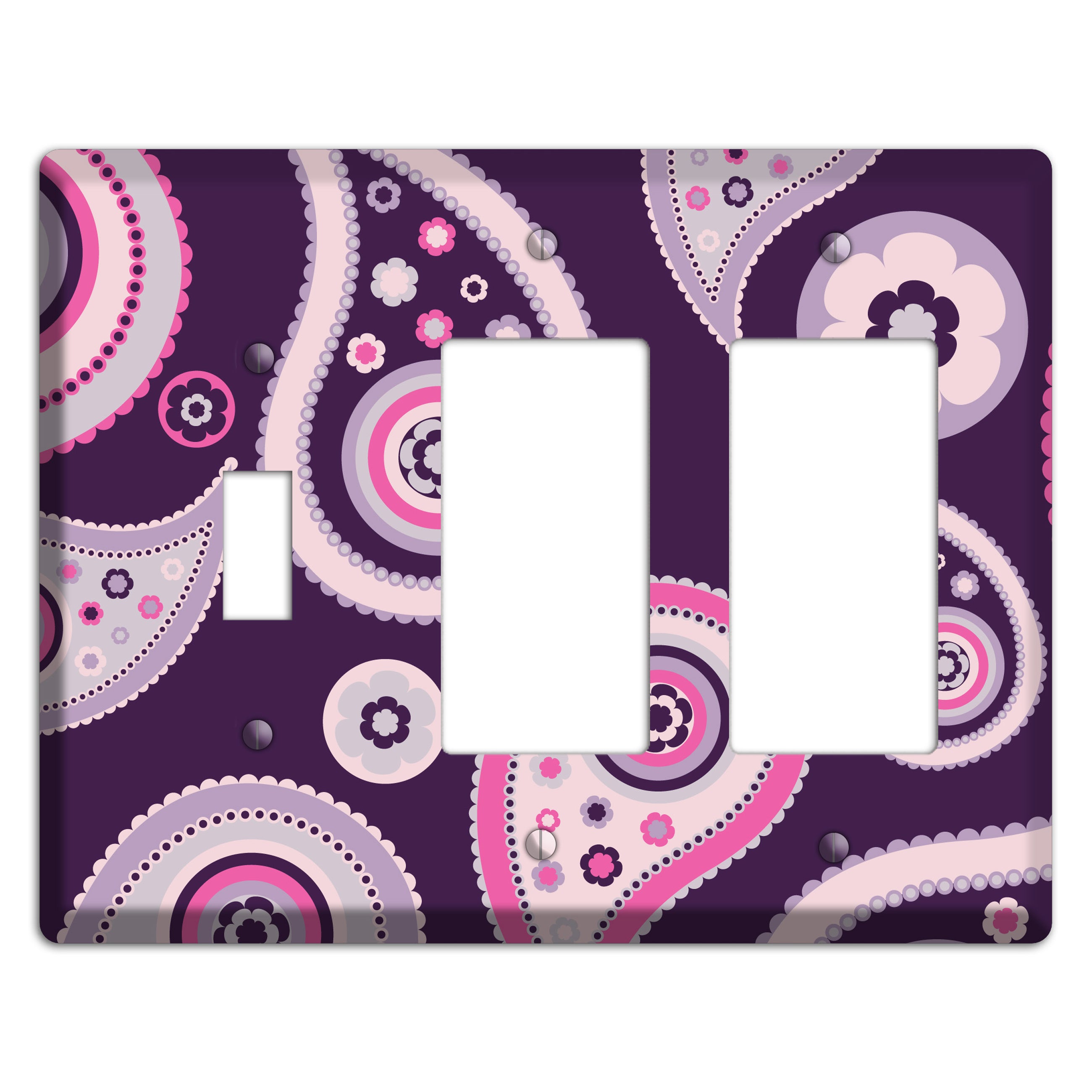 Purple Paisley Toggle / 2 Rocker Wallplate