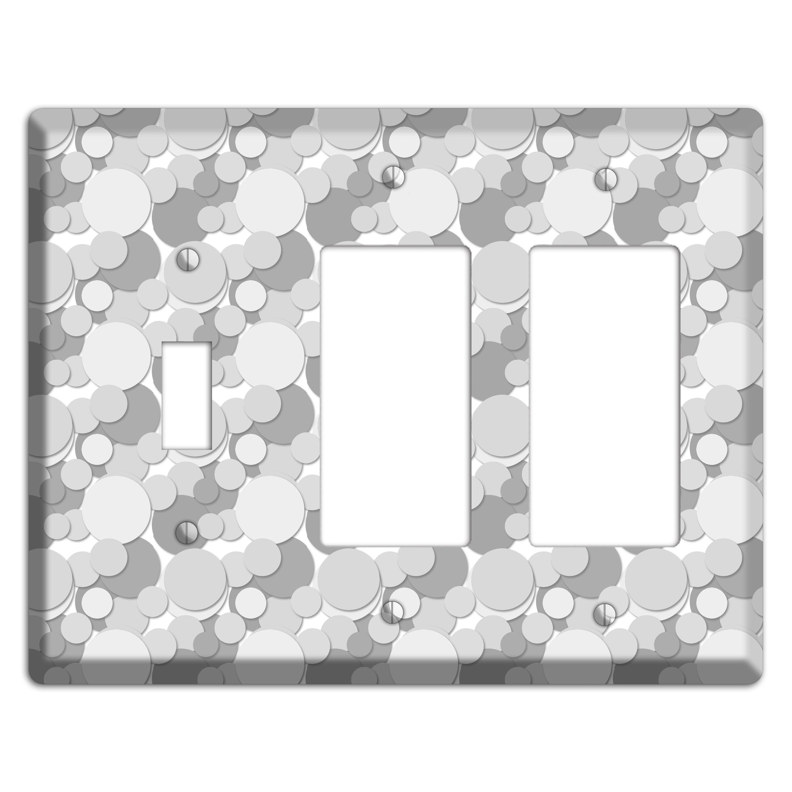 Multi Grey Bubble Dots Toggle / 2 Rocker Wallplate