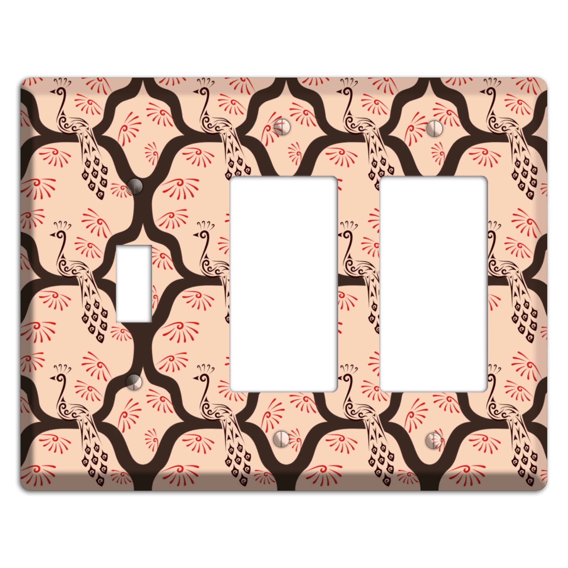 Light Quatrefoil Peacock Toggle / 2 Rocker Wallplate