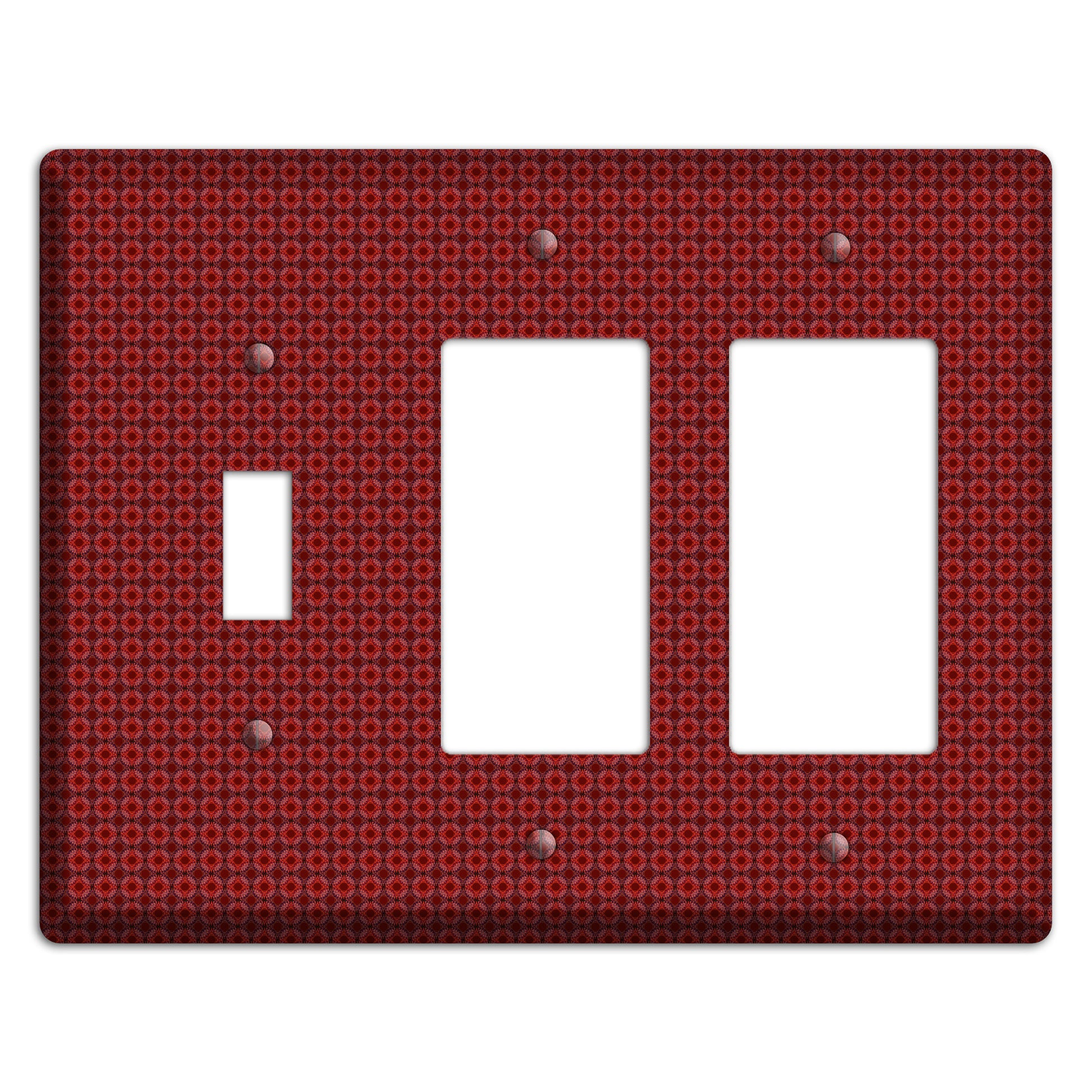 Multi Red Tiled Foulard Toggle / 2 Rocker Wallplate
