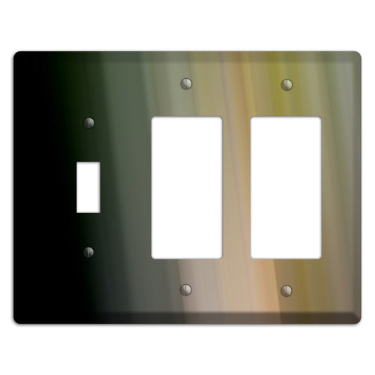 Black and Olive Ray of Light Toggle / 2 Rocker Wallplate