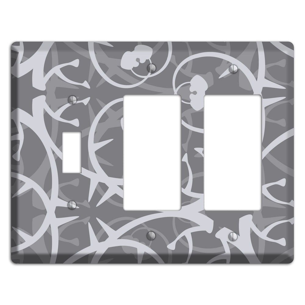 Grey Abstract Swirl Toggle / 2 Rocker Wallplate