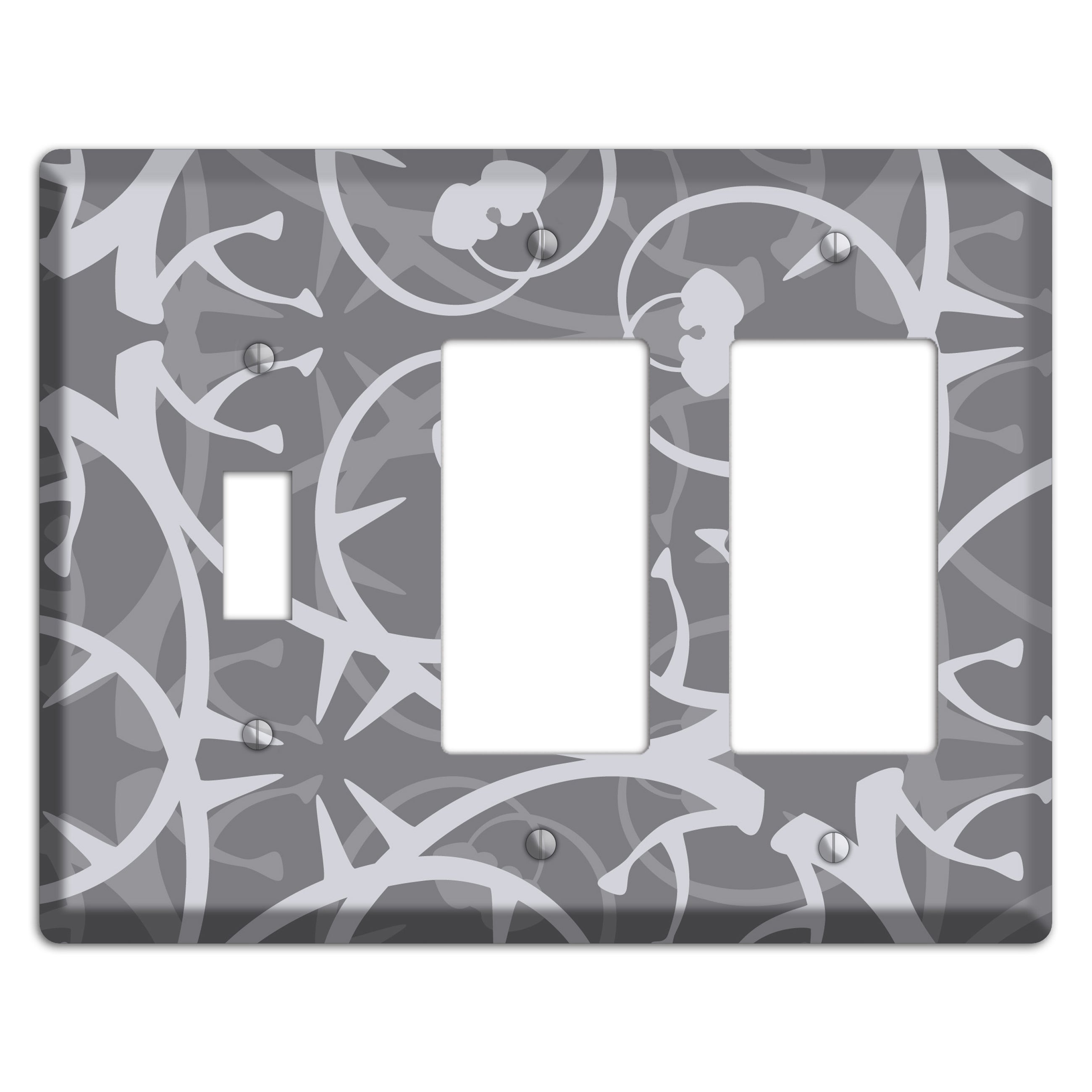 Grey Abstract Swirl Toggle / 2 Rocker Wallplate